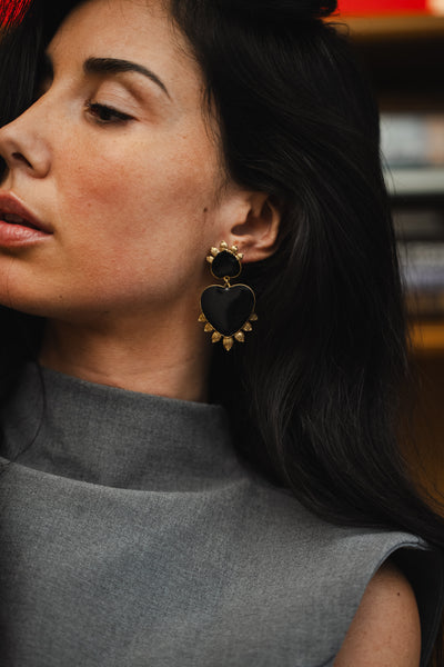 Boucles d'oreilles AMOUR noires