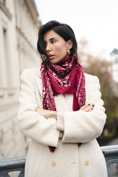 Foulard Margot - Bandana Bordeaux Laine Viscose - Voguette Paris