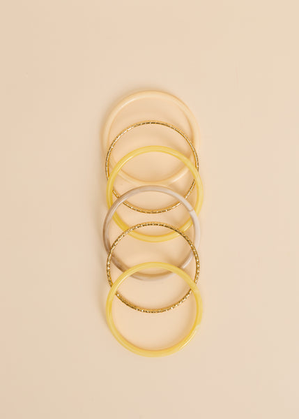 Joncs CALISTA Jaune & Beige – Lot de 6