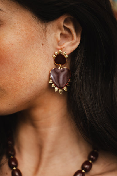 Boucles d'oreilles AMOUR bordeaux