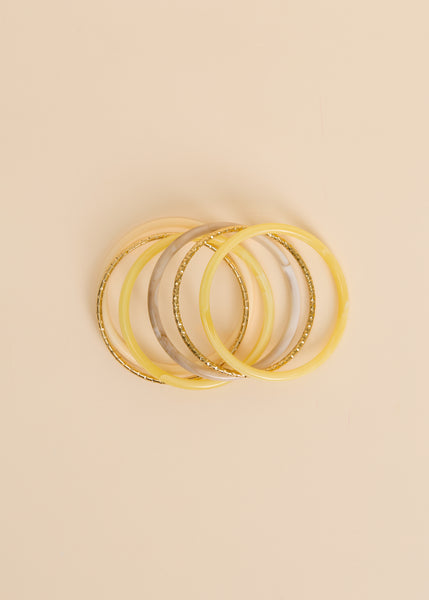 Joncs CALISTA Jaune & Beige – Lot de 6