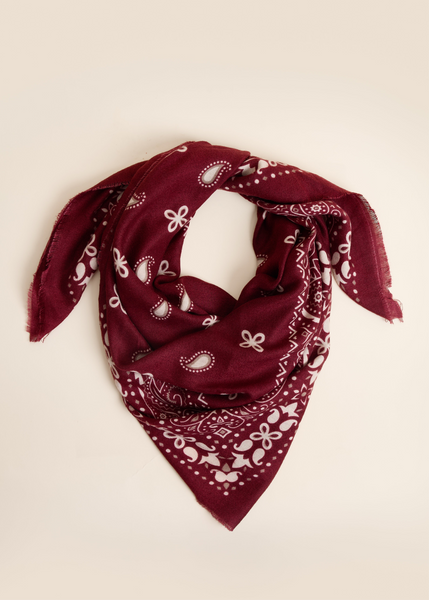 Foulard Margot - Bandana Bordeaux Laine Viscose - Voguette Paris