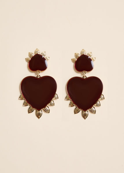 Boucles d'oreilles AMOUR bordeaux