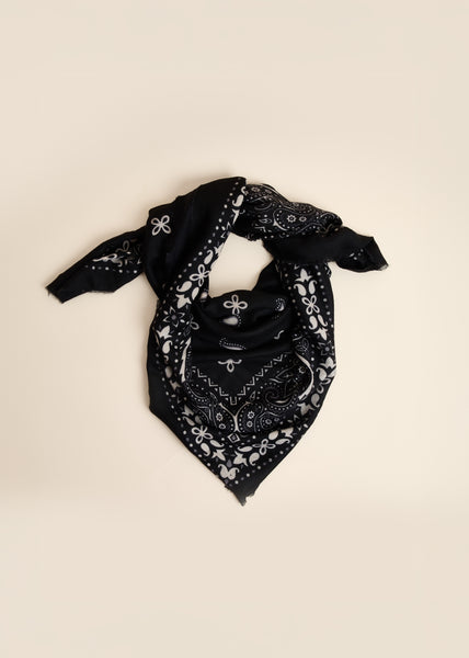 Foulard Margot - Bandana Noir Laine Viscose