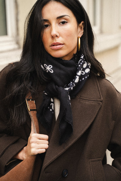 Foulard Margot - Bandana Noir Laine Viscose